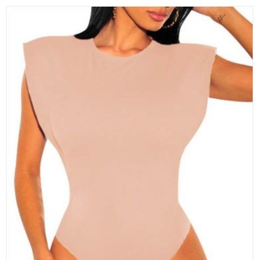Broad Shoulder Nude/Pinkish Bodysuit